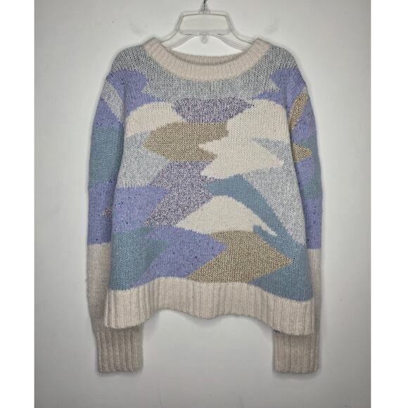 Rebecca Taylor Sweaters - LaVie Rebecca Taylor wool alpaca blue cream purple long sleeve sweater - XL